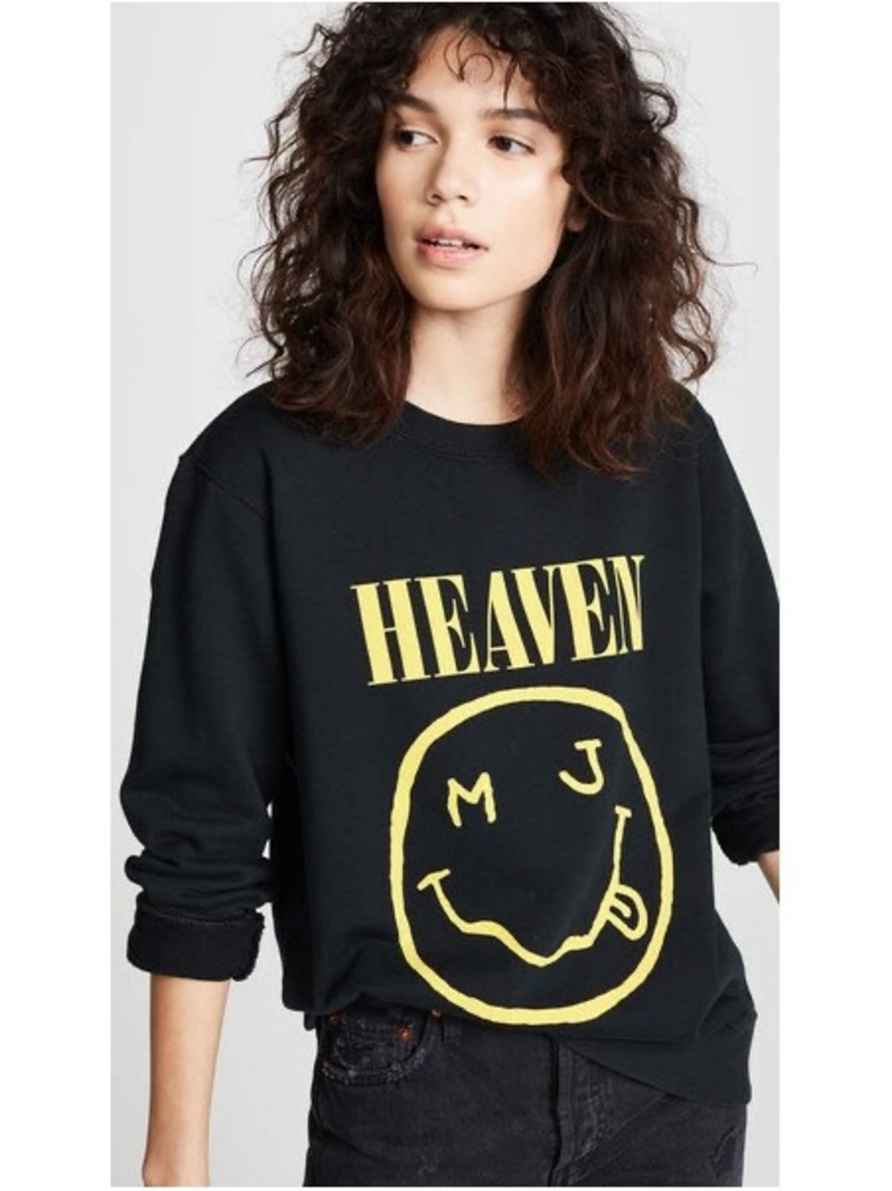 Marc Jacobs Black Crewneck Sweatshirt with Yellow 'HEAVEN' Graphic